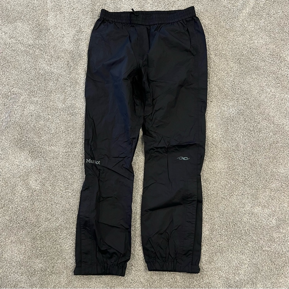 Marmot Men’s Nylon Pants Size Medium Black Outdoor Zip Bottom Elastic Waist, - Picture 2 of 16